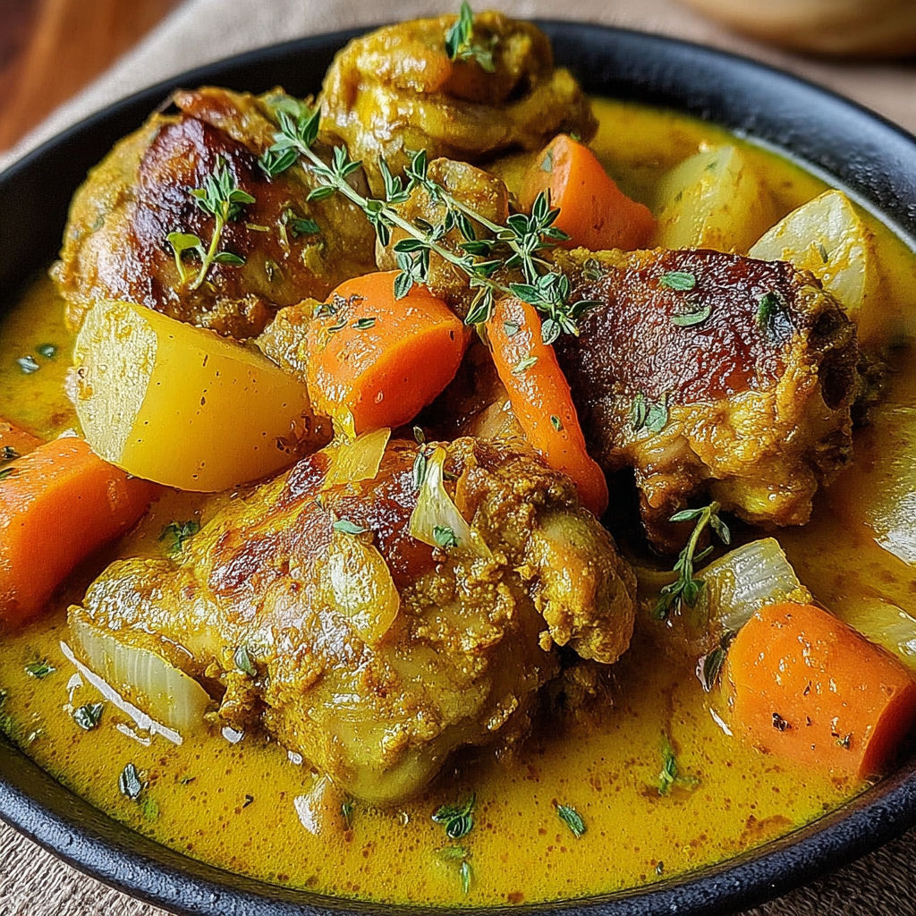 A bowl of chicken and vegetables.