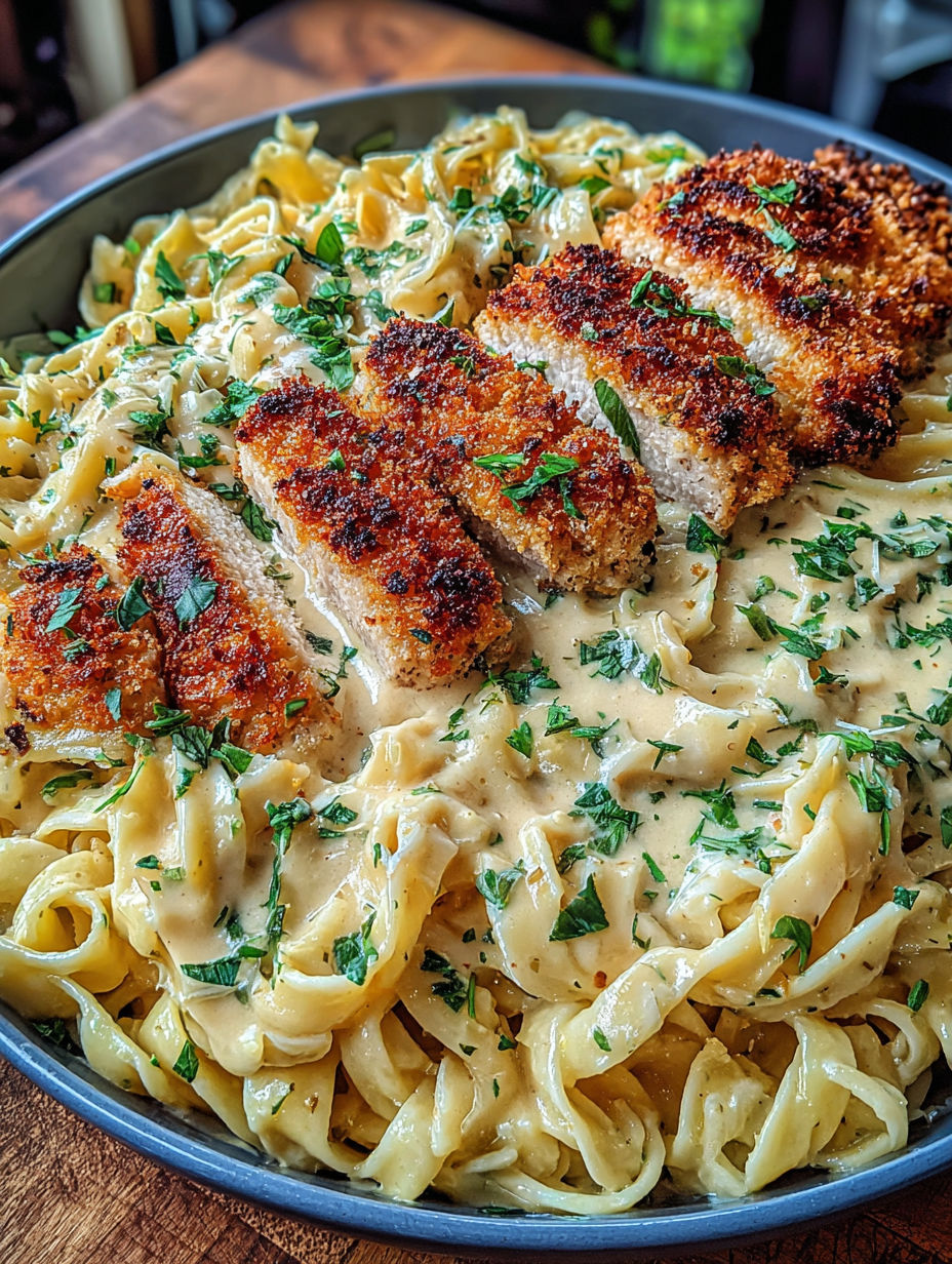 A plate of food with chicken and pasta.