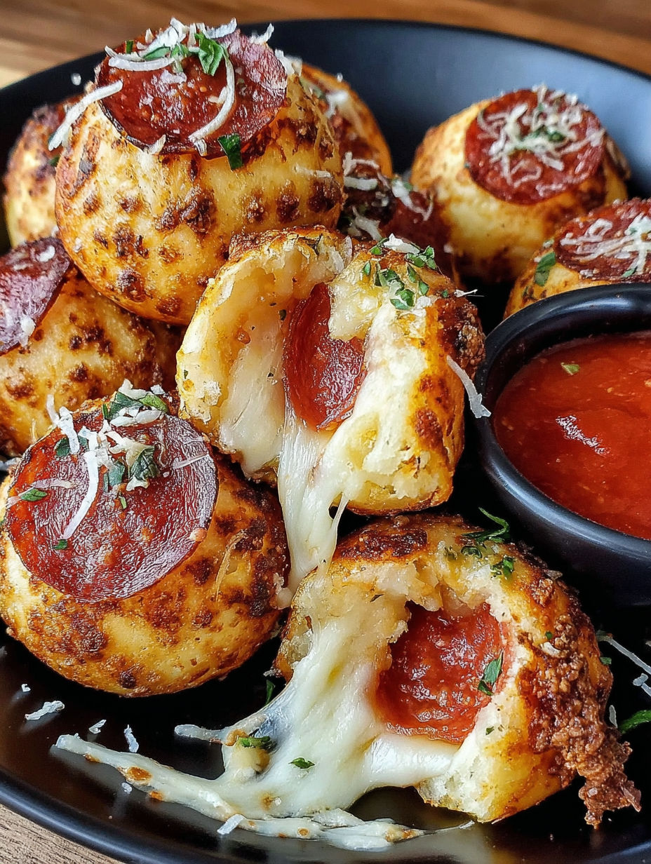 A plate of cheese and pepperoni stuffed breadsticks.
