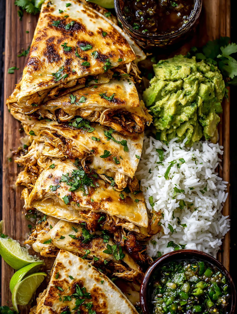 A plate of food with rice, guacamole, and meat.