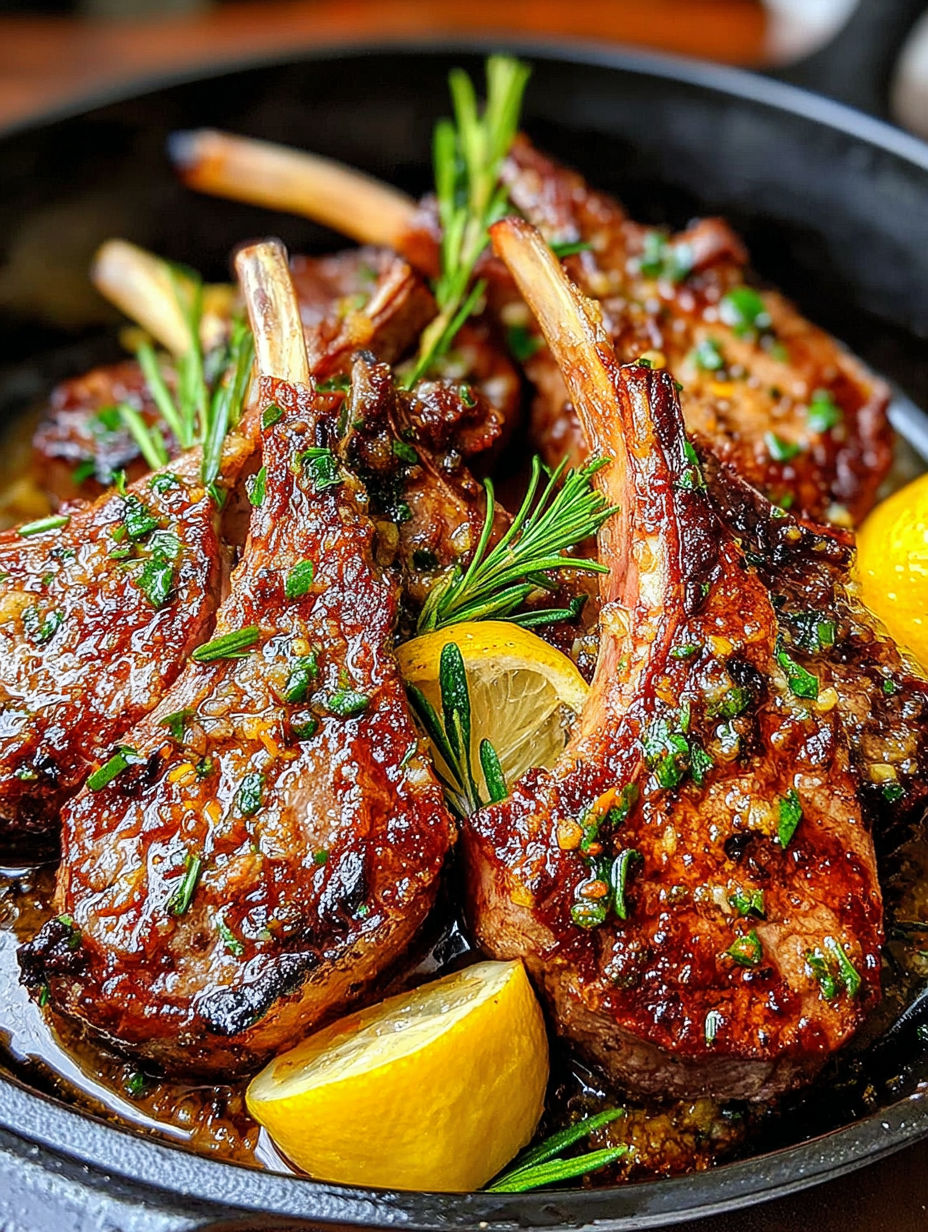 A close up of a roast with a lemon wedge on top.