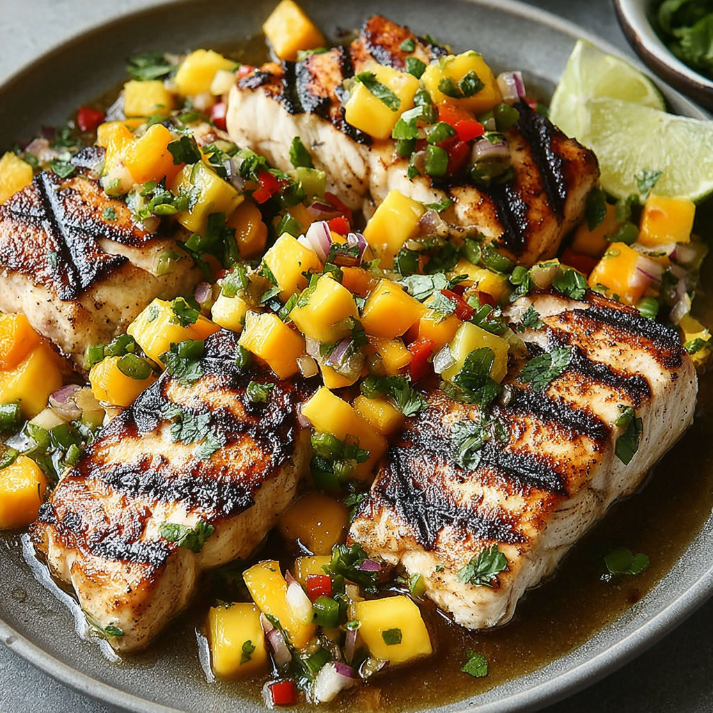 Grilled Mahi Mahi with Zesty Tropical Fruit Salsa Delight.