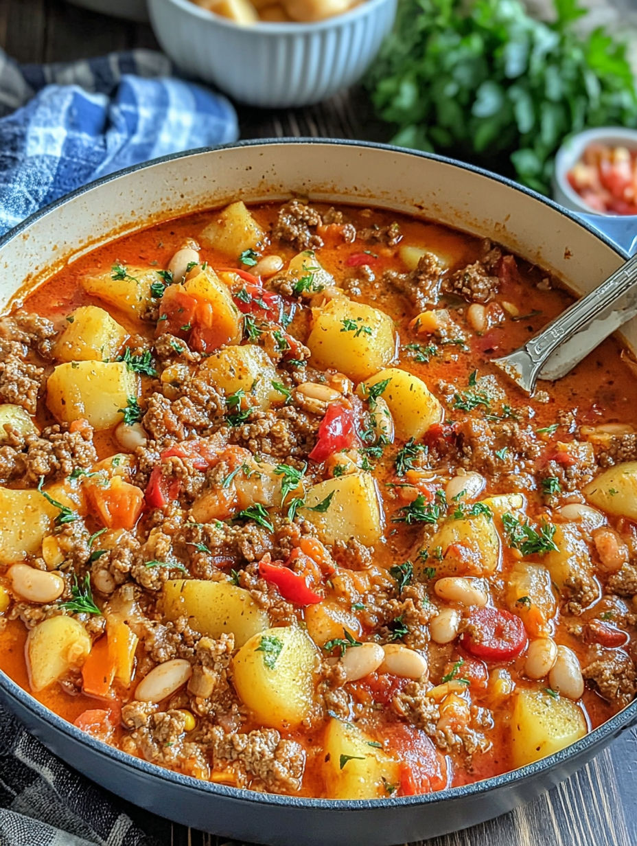 A bowl of food with a spoon in it.