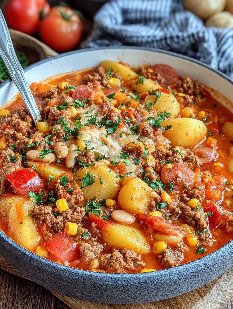 A bowl of food with a spoon in it.