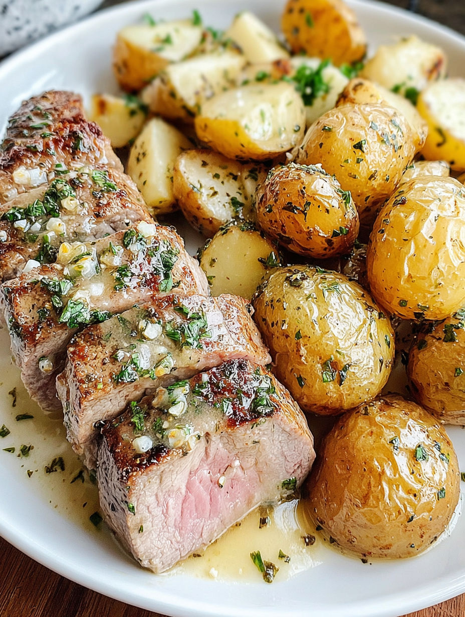 A plate of food with potatoes and meat.