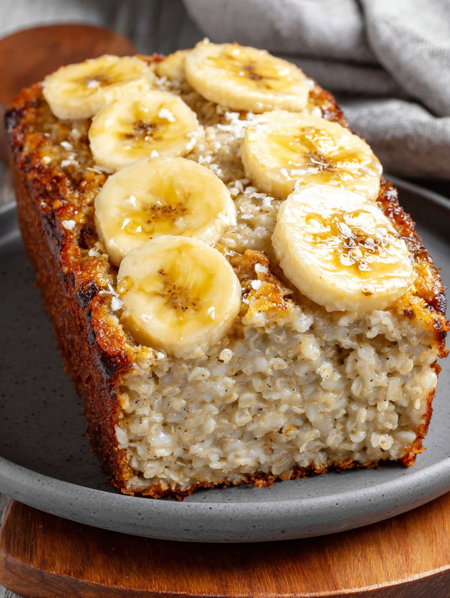 A loaf of bread with bananas and oats.