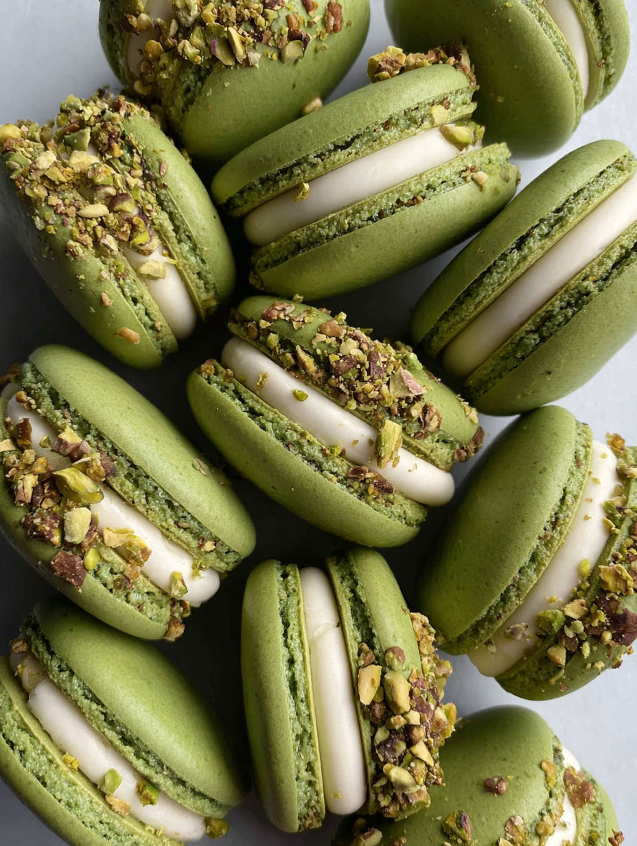A close up of a green and white cookie.
