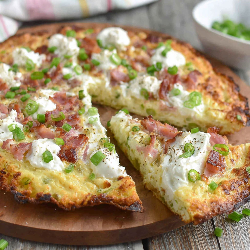 A slice of low carb flammkuchen with cheese.