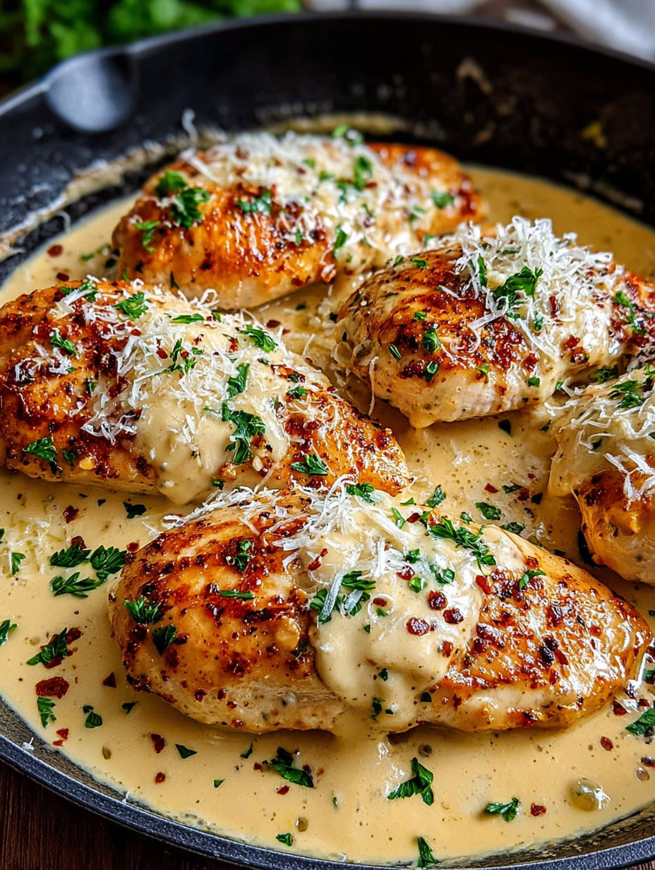 A plate of chicken with sauce on it.