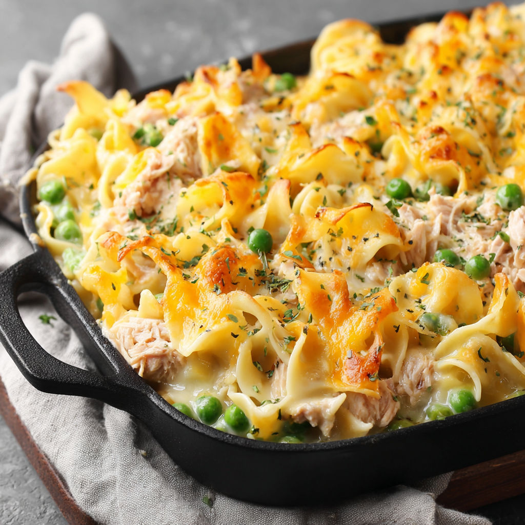 A pan of food with peas and noodles.