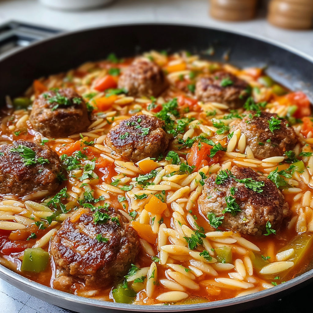 A pan of meatballs and pasta.