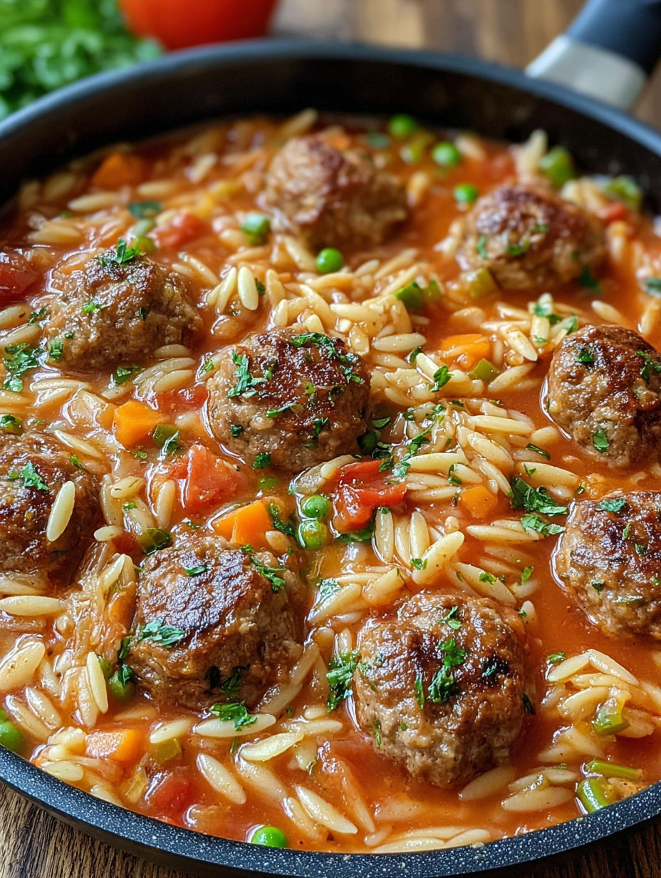 A bowl of food with meatballs and rice.