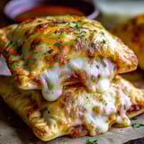 Eine Schicht von Käse auf einer Pizza.