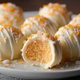 Orange creamsicle truffles on a plate.
