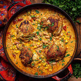 A bowl of creamy chipotle chicken soup.