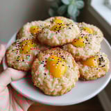 A plate of mango sticky rice cookies.