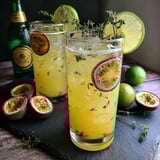 Two glasses of a cocktail made with citron vert and gingembre.