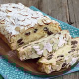 A slice of a mandelfeinköstlicher stollen-butterkuchen.