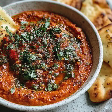 A bowl of Zaalouk, a Moroccan dip made from tomatoes and eggplant.