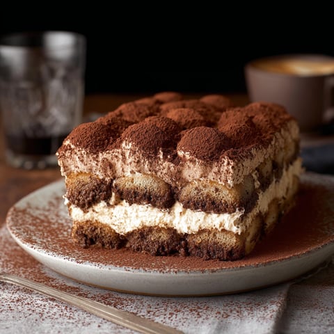A slice of chocolate tiramisu cake.
