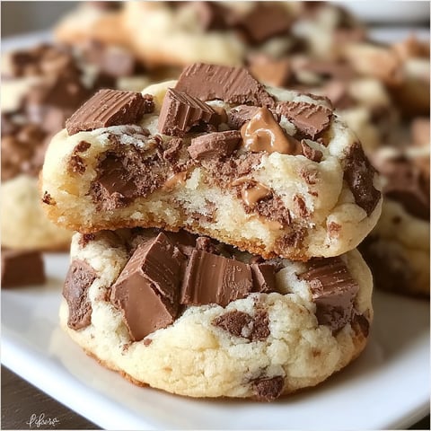 A stack of cookies with chocolate and peanut butter toppings.