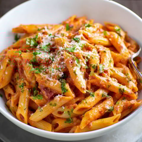 A bowl of Penne Alla Vodka.