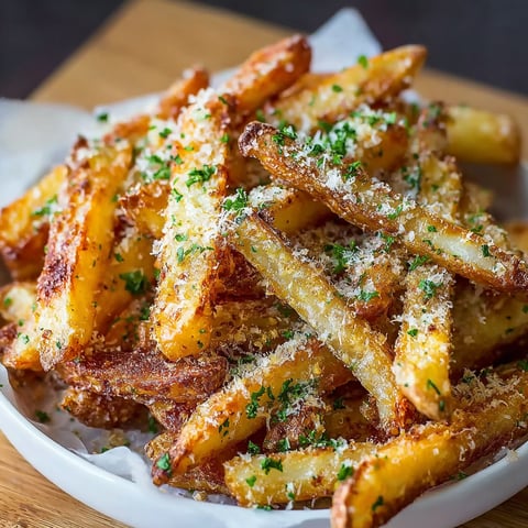 A plate of crispy baked parmesan garlic fries.