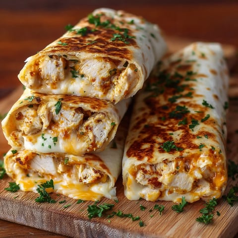 A delicious cheesy garlic chicken wrap.
