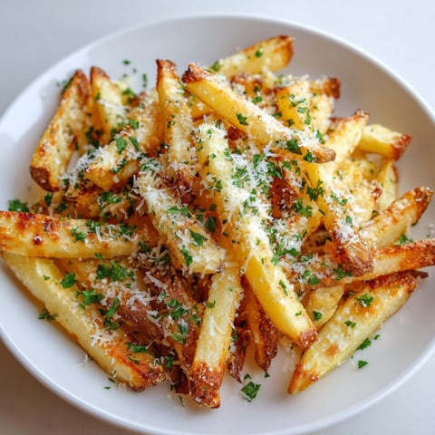 A plate of garlic Parmesan fries.