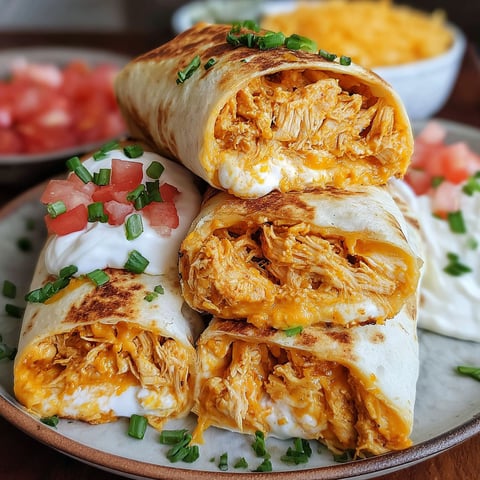 A plate of cheesy buffalo chicken burritos.