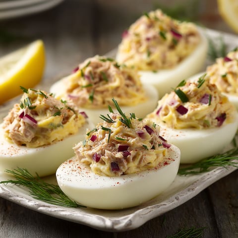 A plate of eggs with a salad topping.