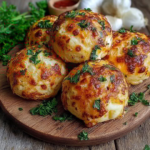 A plate of garlic bread with cheese on top.