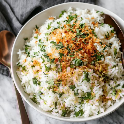 A bowl of rice with crispy ginger and garlic.