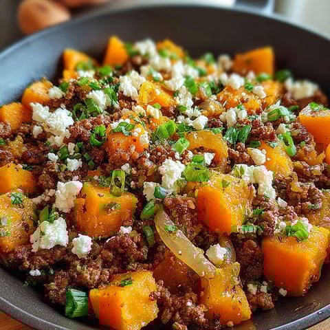 A bowl of food with feta cheese and meat.