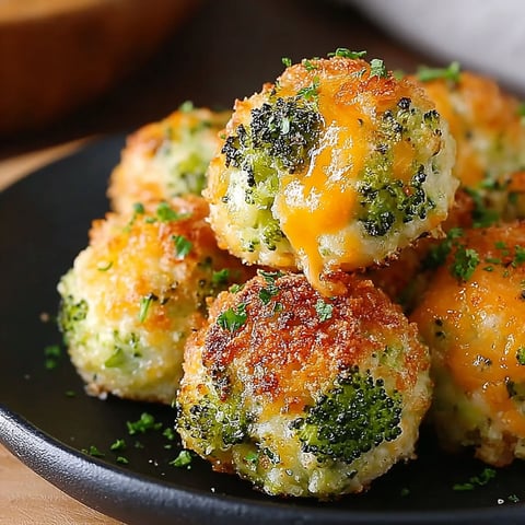 A plate of baked broccoli cheese balls.