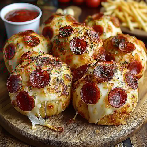 A plate of pepperoni pizza balls.