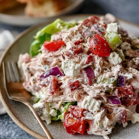 A plate of Italian grinder chicken salad.