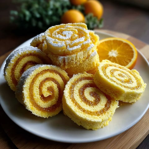 A plate of pastries with a slice of orange on top.