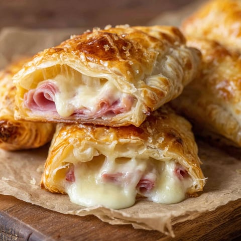 A close up of a pastry with cheese and meat.