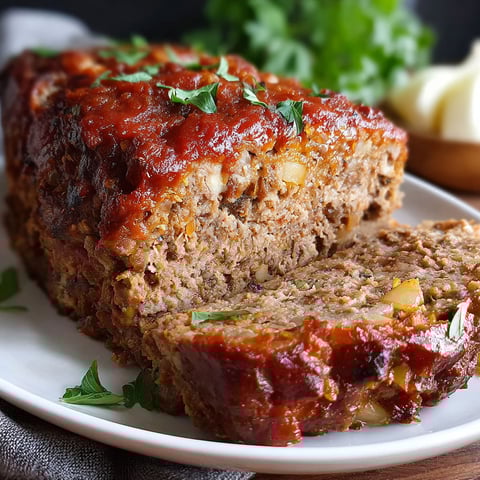 A slice of meat on a plate.