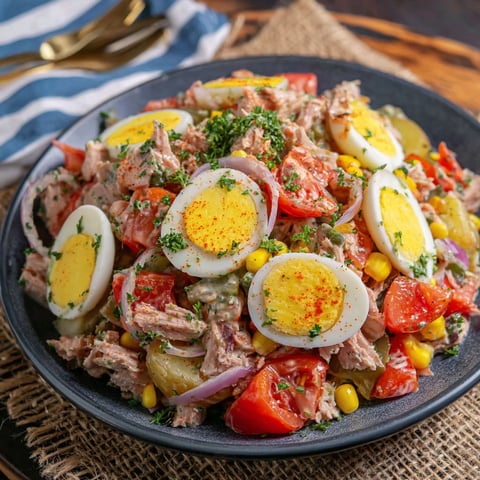 A plate of food with eggs, corn, and tomatoes.