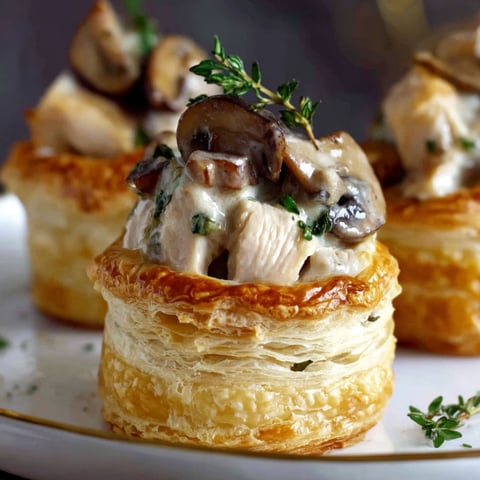 Chicken and mushroom vol au vent.