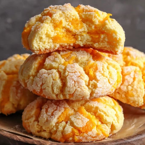 Mango cookies stacked on a plate.