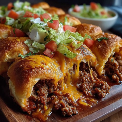 A delicious meal of Pillsbury Crescent Roll Taco Bake.