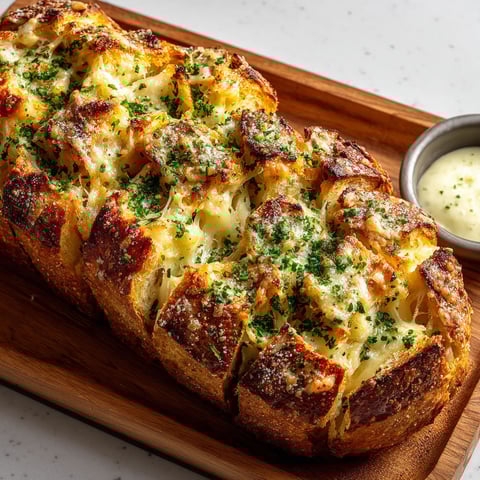 A knoblauch-käse pull apart baguette.