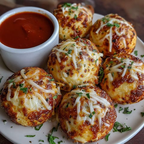 A plate of cheesy garlic pizza balls.