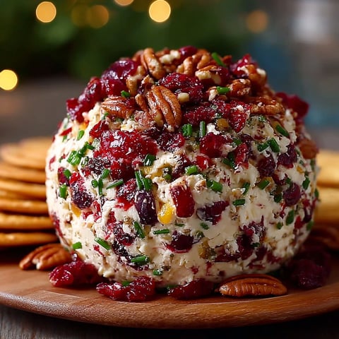A fancy Christmas cheese ball with a nut topping.