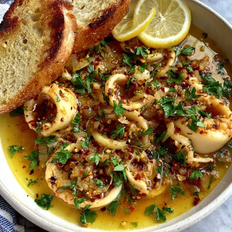 A bowl of food with a slice of lemon on top.