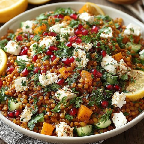 A bowl of food with a lemon wedge on top.