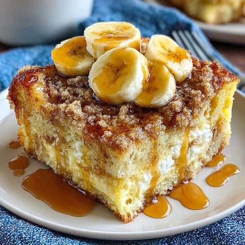 A slice of banana french toast with bananas on top.